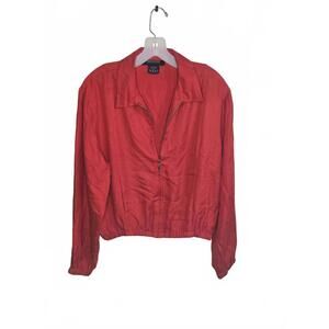 Bridgetown Collection Red Silk Zip-Up Jacket, Size M